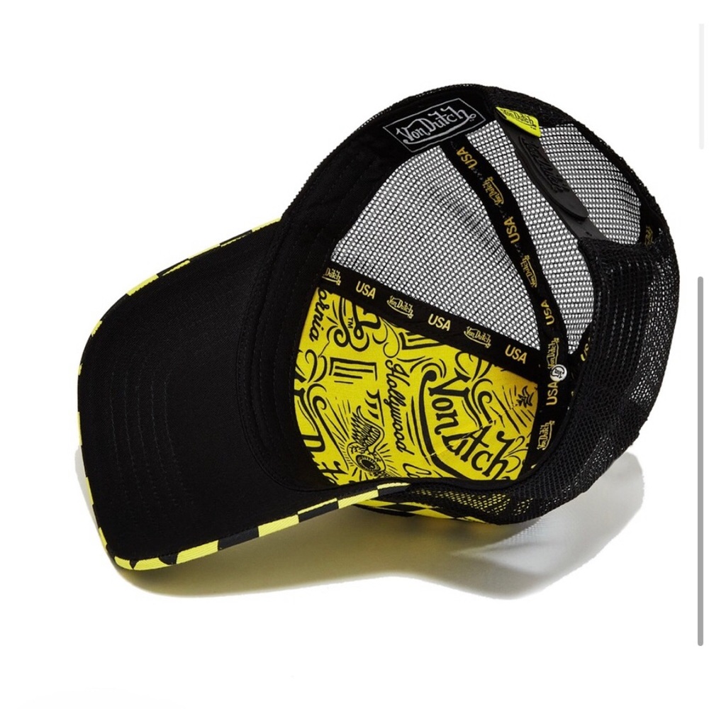 Von Dutch Black and Yellow Checkered Hat - Picture 2 of 3